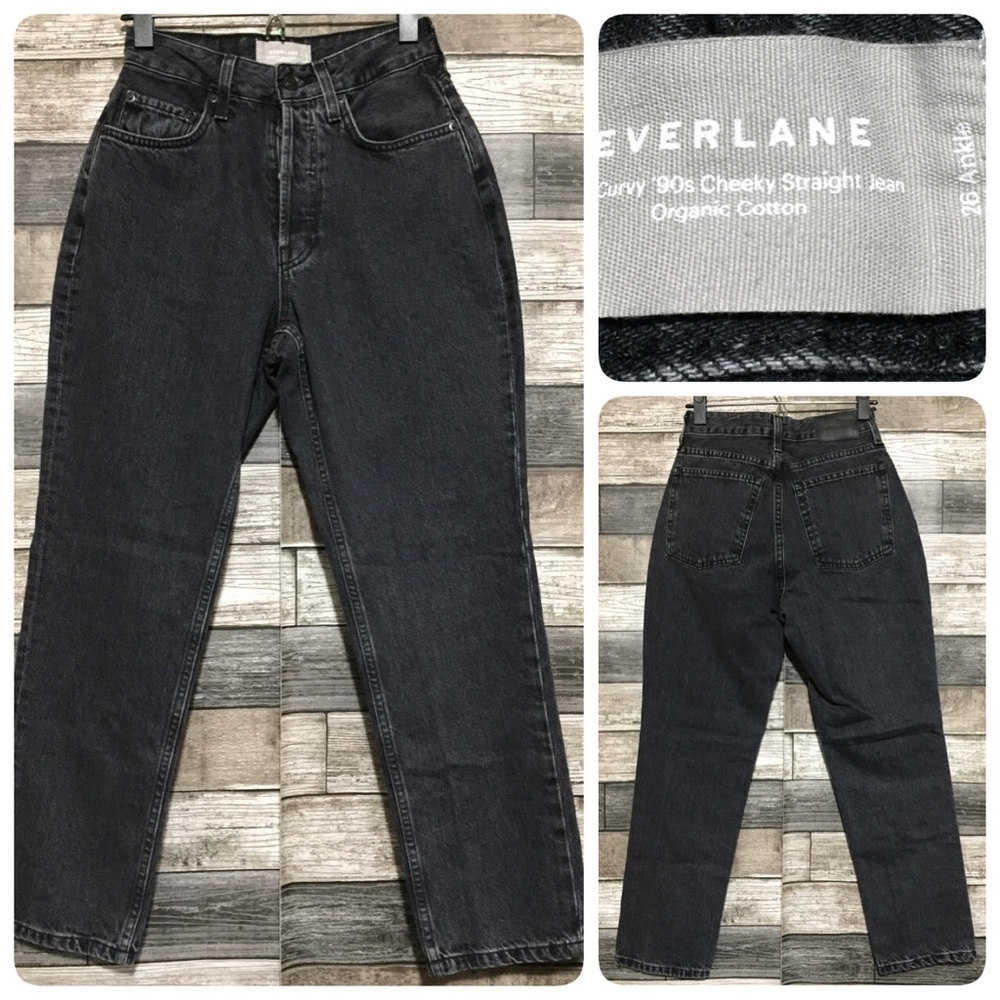 Everlane The Curvy 90’s Cheeky Straight Jeans Women’s 26 Gray Black (Inseam 26)